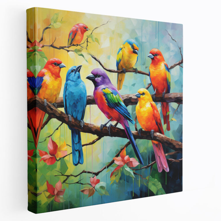 Wildlife Wandkunst - Bunte Vögel - Leinwand Wandkunst Wanddekoration Lebendiges Acrylgemälde
