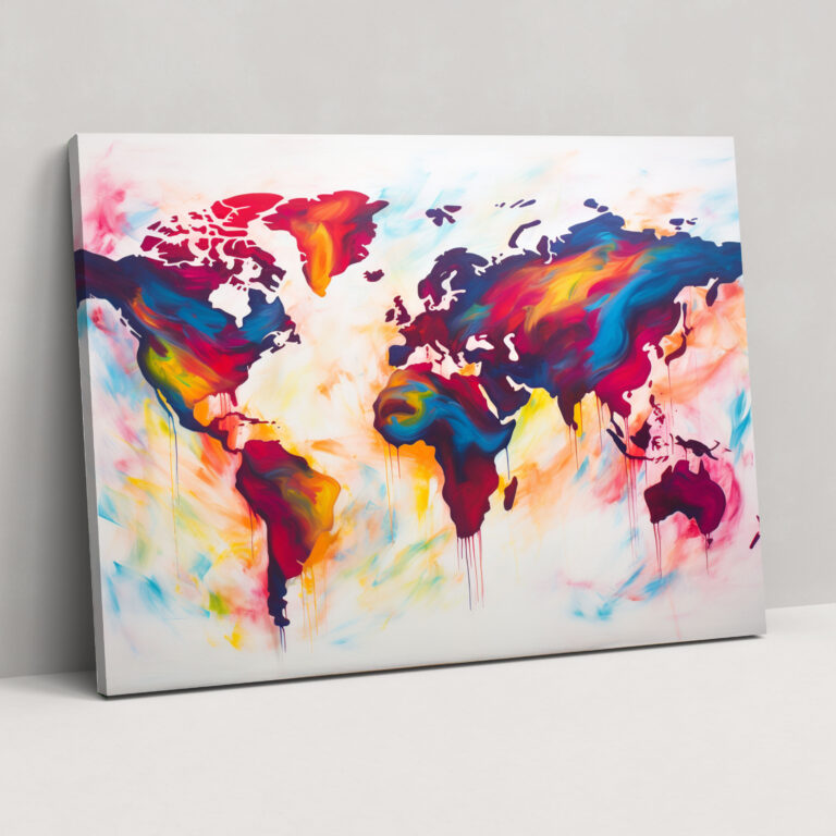Weltkarte Leinwandbild - Weltkarte Wanddeko Abstrakt