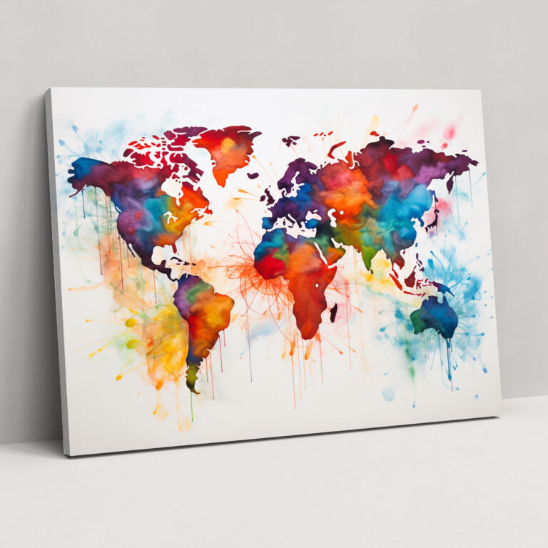 Weltkarte Leinwandkunst - Leinwand lebendige Farben Weltkarte