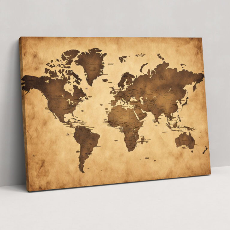 Weltkarte Leinwandbild Vintage Sepia