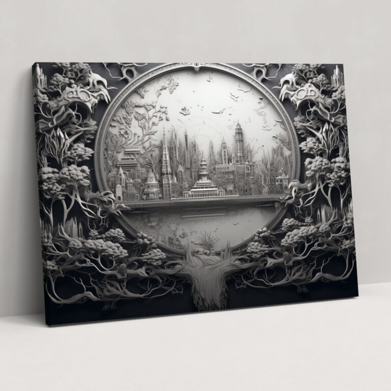 Schwarz-weiß Weltkarte Leinwandbild - Weltkarte Leinwand Wandkunst Wanddekoration Wandkunst.