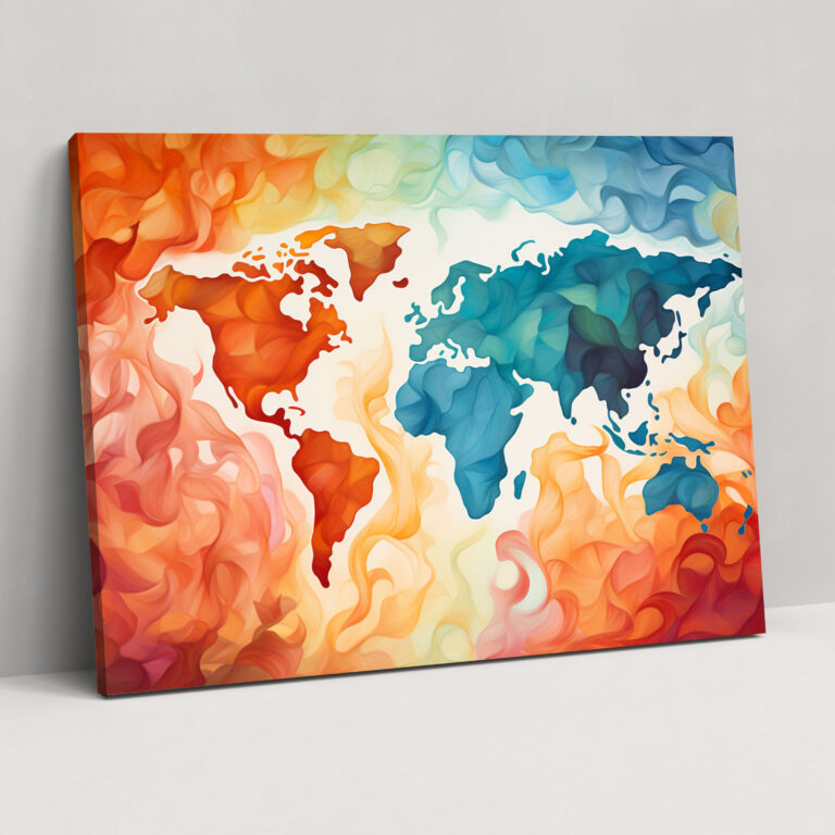 Weltkarte Wandkunst Leinwandbild - Weltkarte Wandkunst Leinwand Wandkunst.