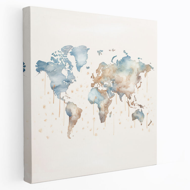 Weltkarte Aquarell Leinwandbild - Weltkarte Aquarell Leinwandbild Ruhe