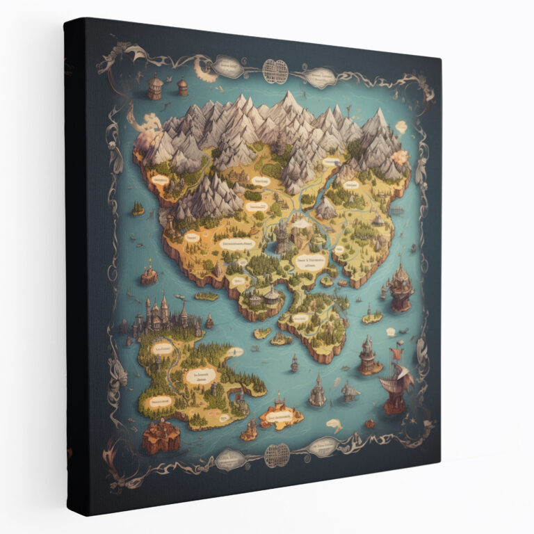 Weltkarte Leinwandbild - Fantasiekarte - Weltkarte Leinwandbild