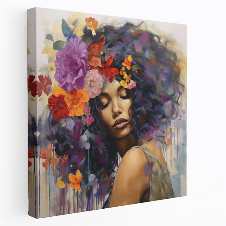 Frauen Wandkunst - Mixed-Media-Blumen - Leinwandbild Leinwand Wohnkultur