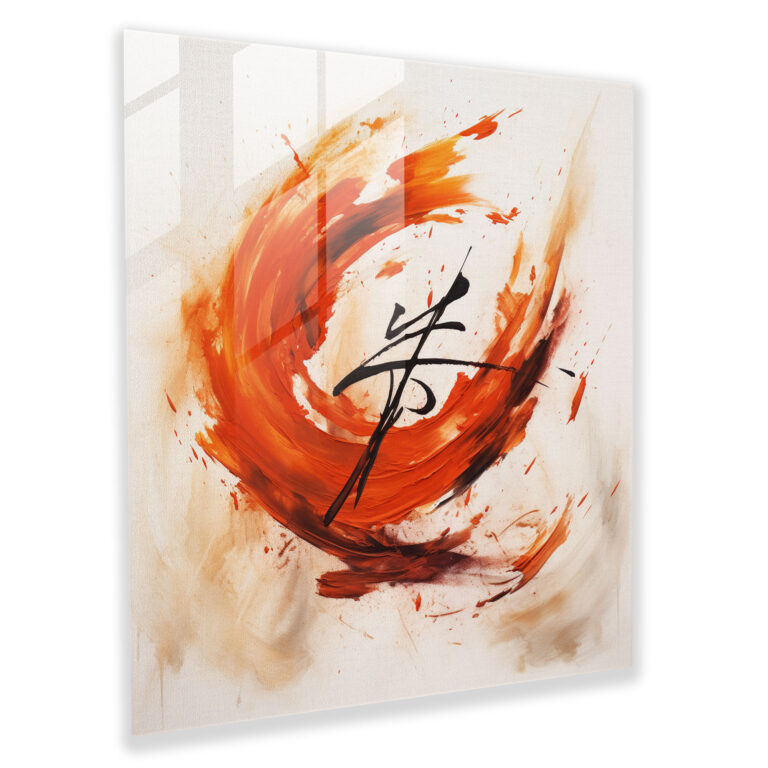Zen Kalligrafie Glasbild - Zen Glas Wandkunst Moderne Kunst Zen Kalligrafie Glasbild