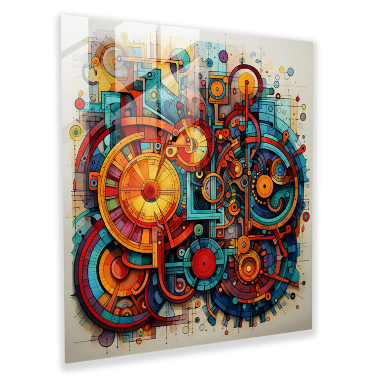 Cool Fusion Glass Print - Cool, Vibrant Colors, Intricate Patterns, Abstract Geometric Design