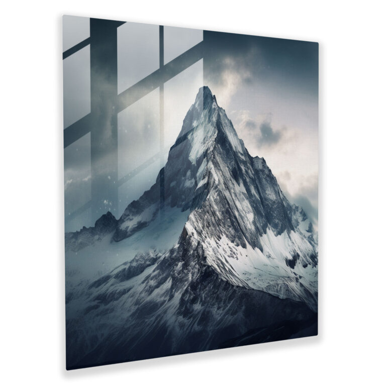Cool Mountain Majesty Glass Print - Cool, Majestic Mountain Peak, Glass Wall Art, Wall Decoration