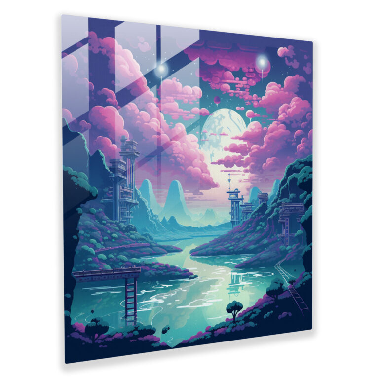 Cool Pixel Odyssey Glass Print - Cool, Wall Decoration, Modern Art, Glass Art