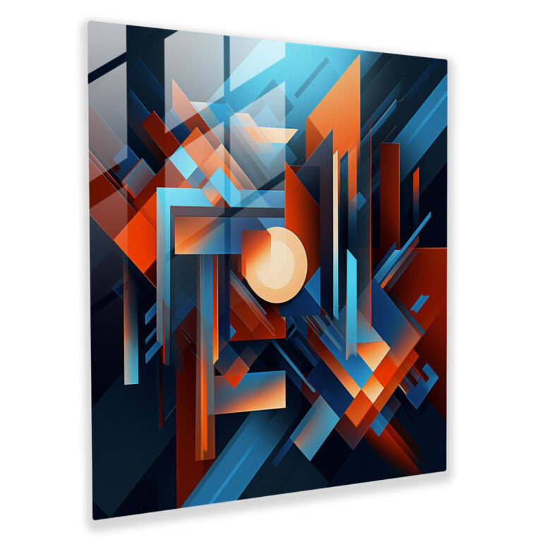 Cool Geometric Fusion Glass Print - Cool, Style, Digital Art, Sophistication