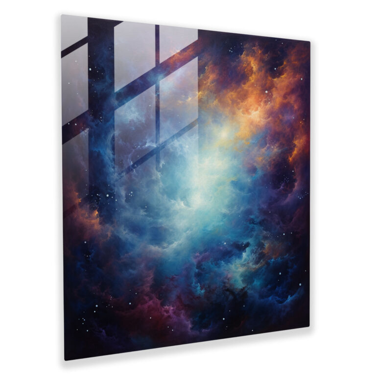 Cool Celestial Serenity Glass Print - Cool, Celestial Elements, Oil Painting, Cool Celestial Serenity