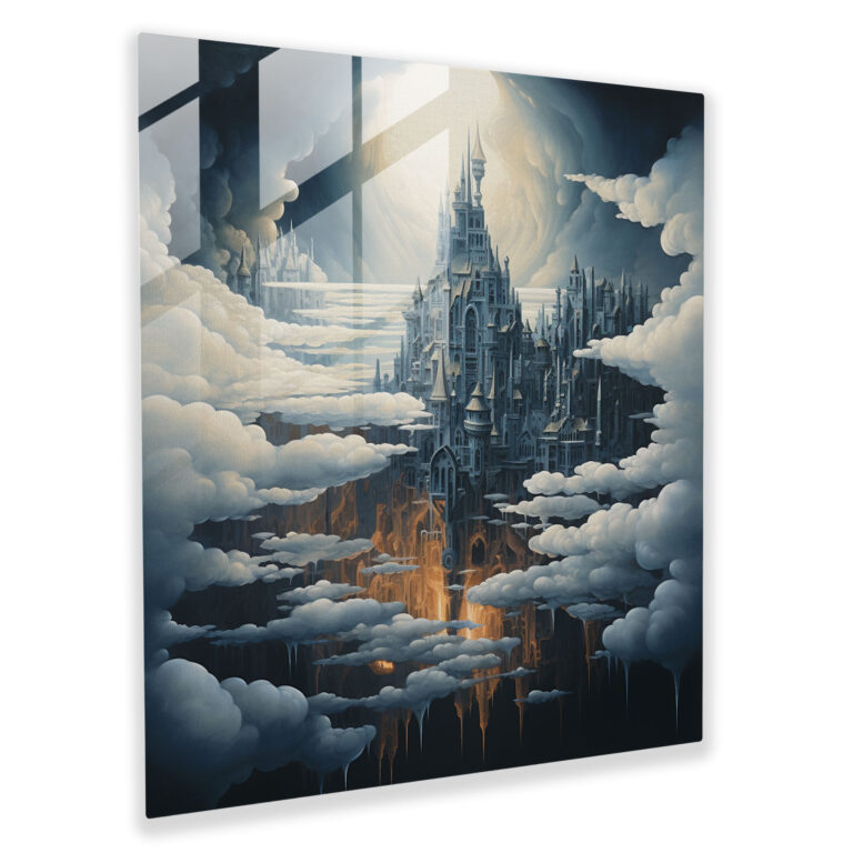 Cool Floating City Glass Print - Cool, Home Decoration, Modern Art, Glass Print