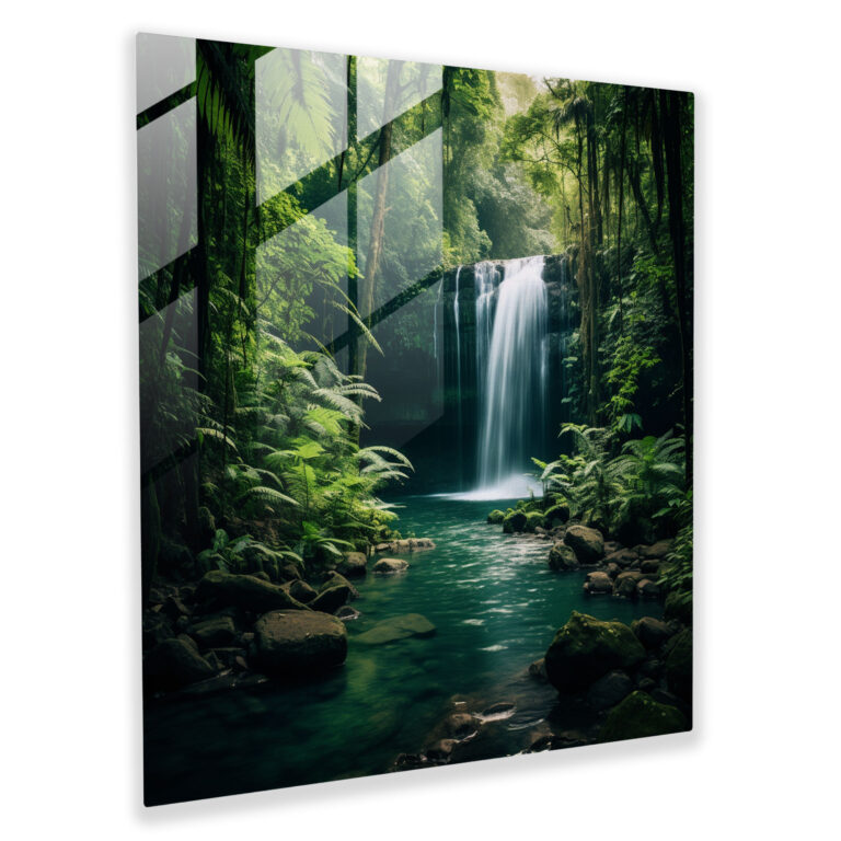 Cool Cascading Falls Glass Print - Cool, Nature Photograph, Cool Vibe, Home Decoration