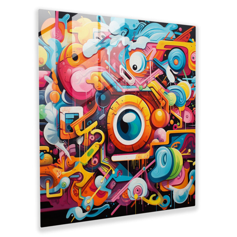 Cool Graffiti Explosion Glass Print - Cool, Graffiti Explosion, Cool, Wall Decoration