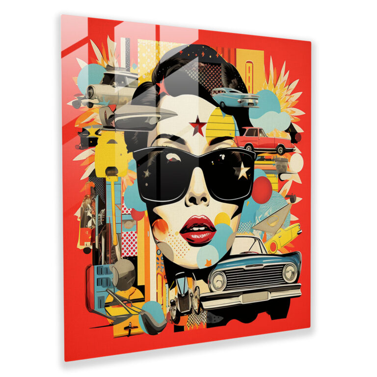 Cool Pop Collage Glass Print - Cool, Glass Print, Home Decoration, Collage
