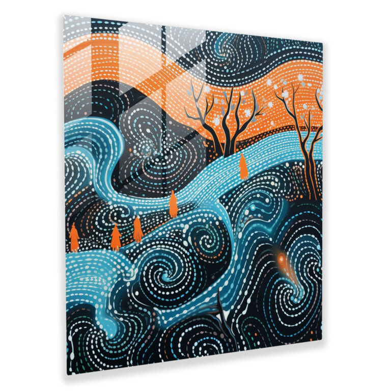 Contemporary Aboriginal Spirits Glass Print - Aboriginal, Contemporary Artwork, Glass Print, Modern Art