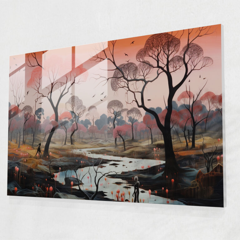 Expressive Aboriginal Glass Print - Spirit Of Nature - Aborginal, Glass Art, Nature, Home Decoration