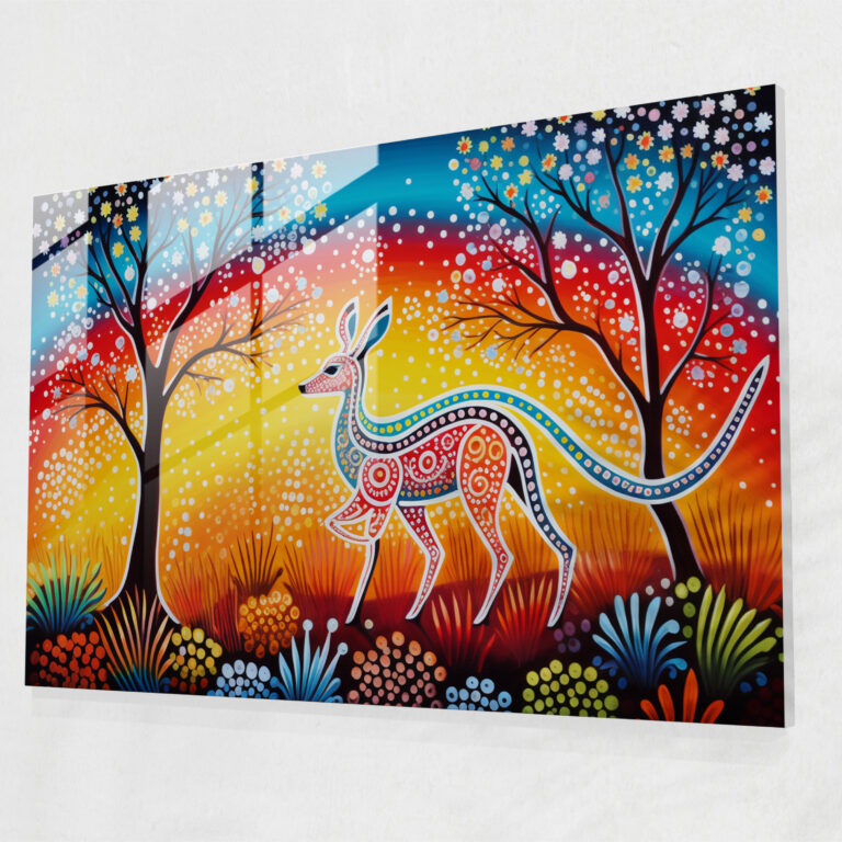 Aboriginal Dot Painting Glass Print - Aborginal, Colorful, Vibrant, Home Decoration