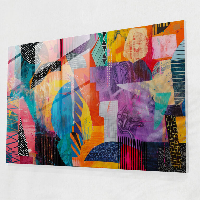 Playful Colors Glass Wall Decoration - Abstract Art, Abstract Art, Home Decoration, Glass Wall Art