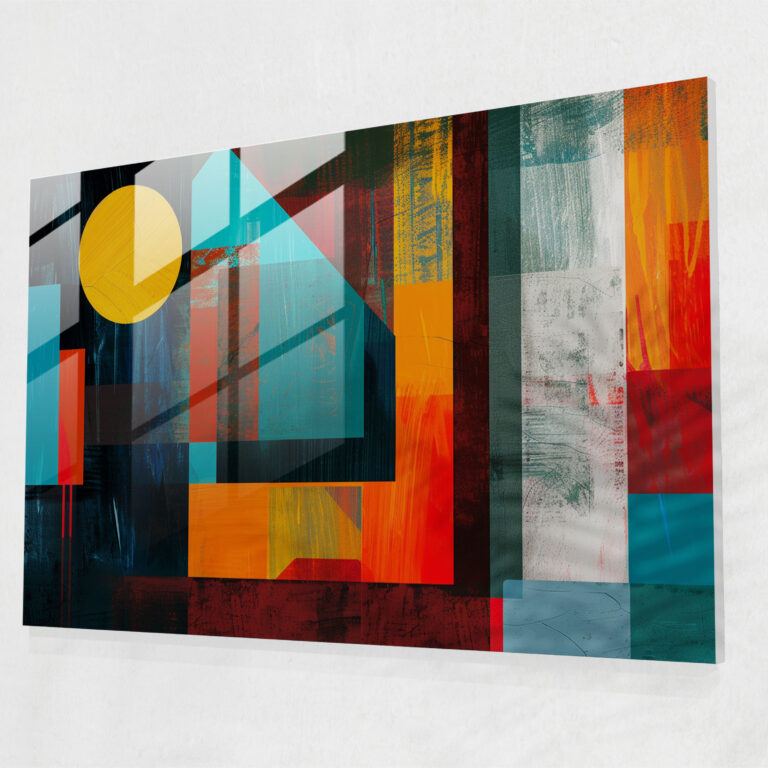 Abstract Art Glass Print - Abstract Art, Glass Print, Geometric Shapes, Home Decoration