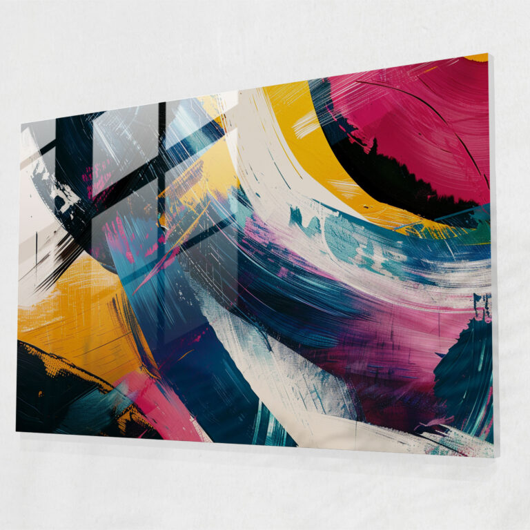 Abstract Art Wall Decoration - Abstract Art, Bold Brush Strokes, Vibrant Contrasts, Abstract Art