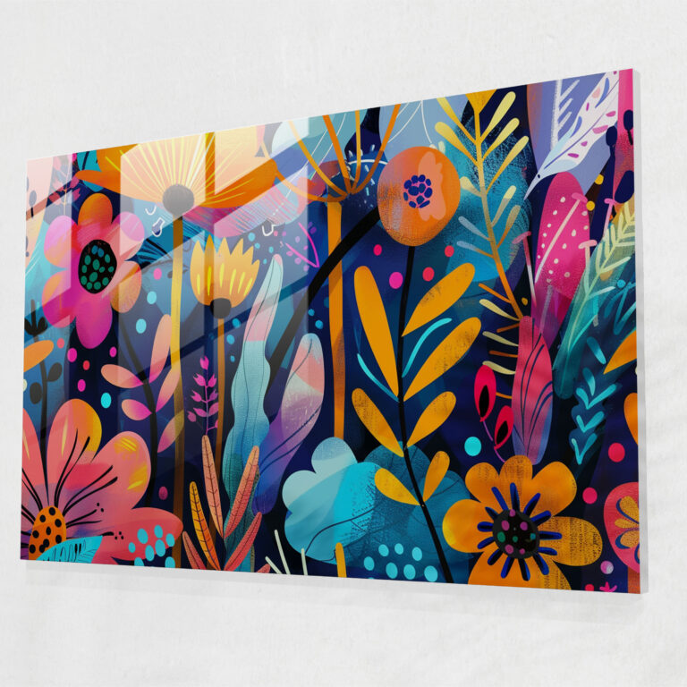 Abstract Art Glass Print - Abstract Art, Abstract Art, Whimsical Patterns, Home Decoration