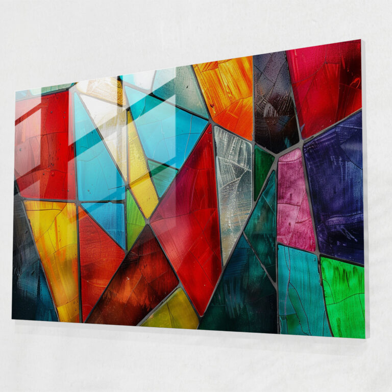 Vibrant Geometry Abstract Art Glass Print - Abstract Art, Glass Print, Modern Art, Geometric Shapes