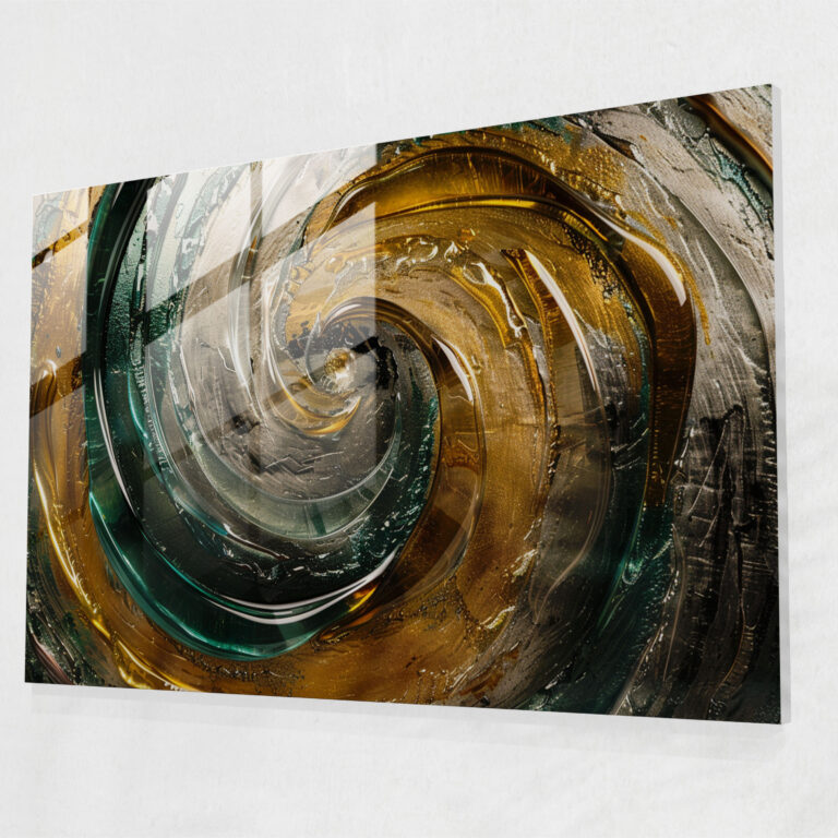 Metallic Swirls Abstract Art Glass Wall Art - Abstract Art, Abstract Art, Glass Wall Art, Swirling Textures