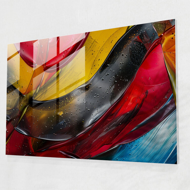 Primary Strokes Abstract Art Glass Art - Abstract Art, Bold Brush Strokes, Glass Art, Home Decoration