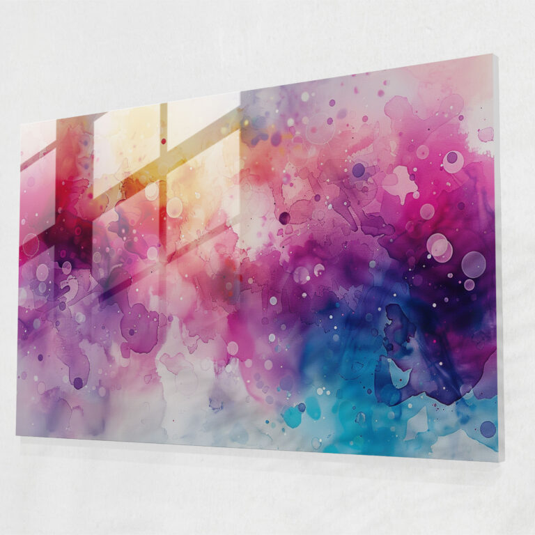 Abstract Art Glass Wall Art, Watercolor Splashes And Blurred Shapes - Abstract Art, Home Decoration, Abstract Art, Wall Decoration