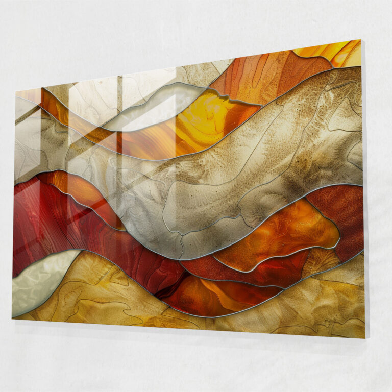 Abstract Art Glass Print, Organic Shapes And Earthy Tones - Abstract Art, Glass Print, Wall Decoration, Home Decoration