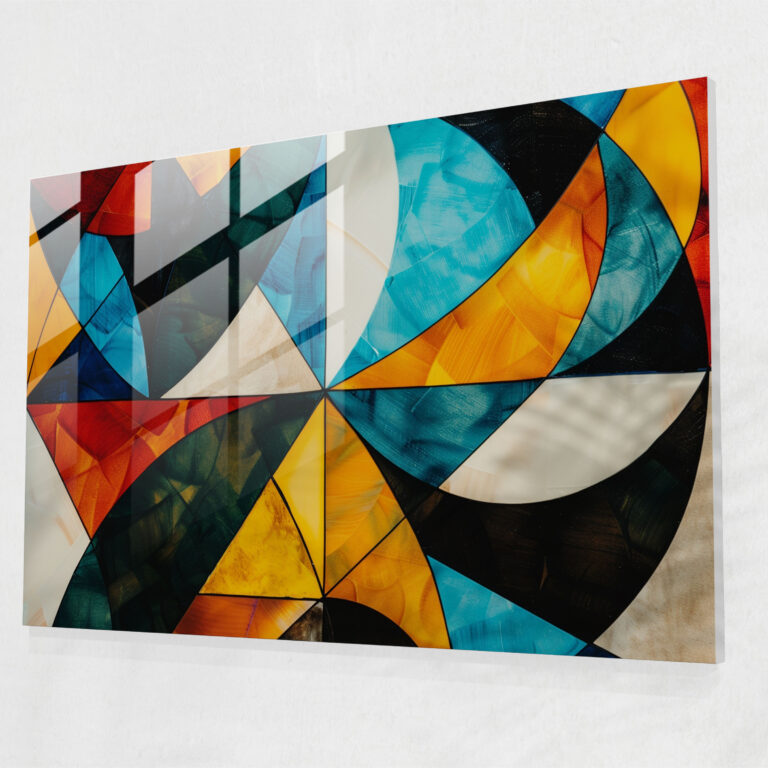 Abstract Art Geometric Shapes Glass Print - Abstract Art, Home Decoration, Modern Art, Wall Decoration