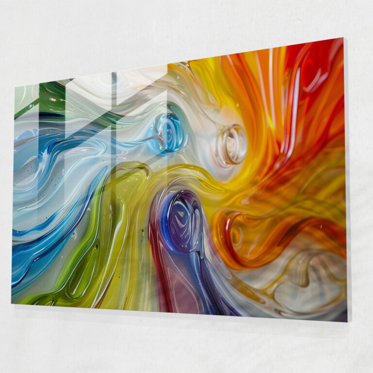 Abstract Art Psychedelic Colors Glass Wall Art - Abstract Art, Abstract Art, Wall Decoration, Glass Wall Art