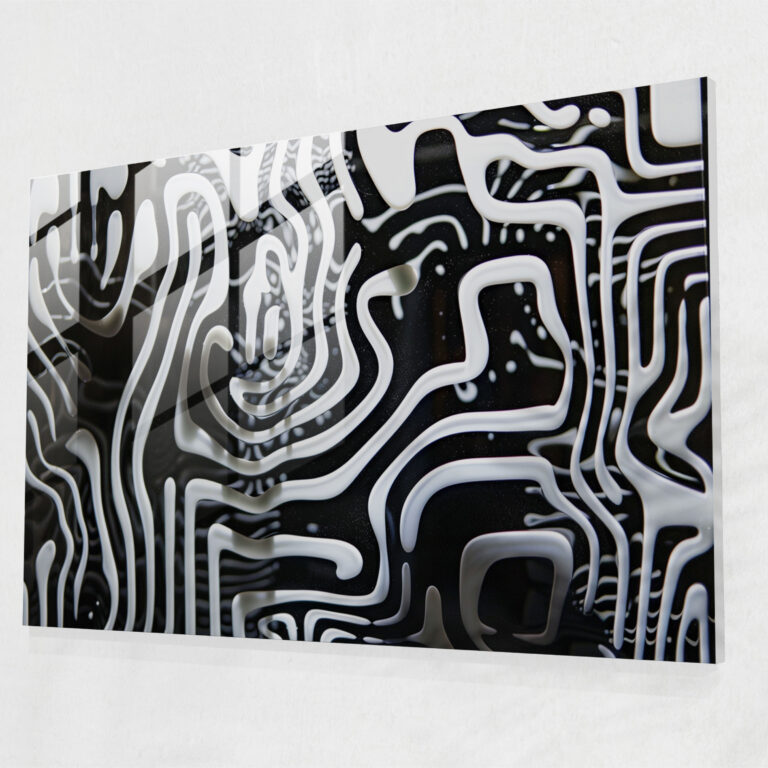 Abstract Art Maze-Like Lines Glass Art - Abstract Art, Modern Art, Abstract Art, Wall Decoration