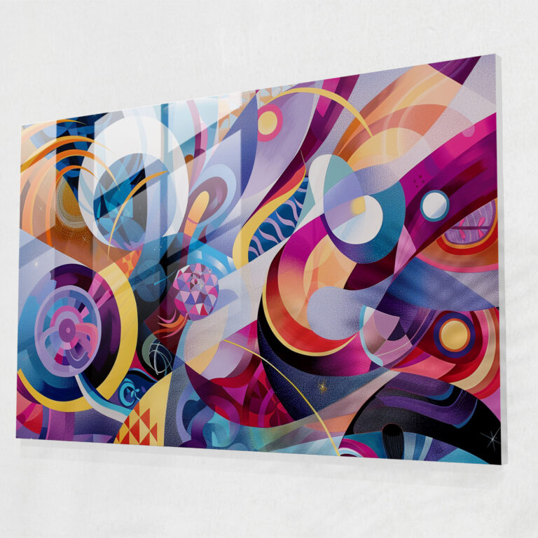Abstract Art Glass Print - Abstract Art, Geometric Shapes, Home Decoration, Glass Wall Art