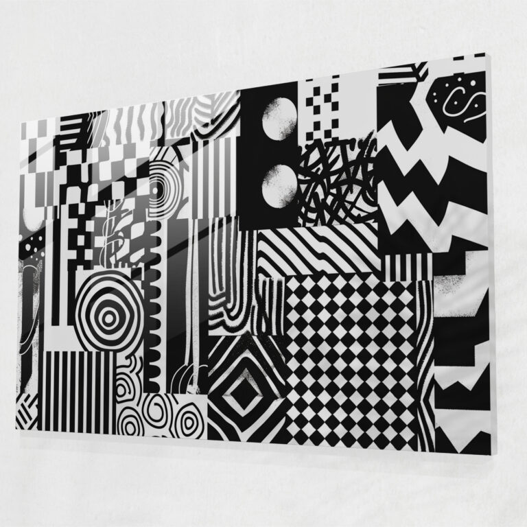 Geometric Glass Wall Art - Monochrome Design - Abstract Art, Modern Art, Wall Decoration, Abstract Art
