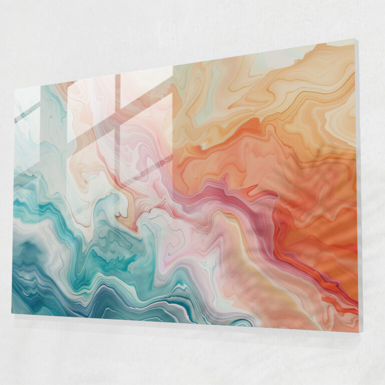 Pastel Abstract Glass Print - Flowing Lines - Abstract Art, Glass Print, Modern Art, Home Decoration