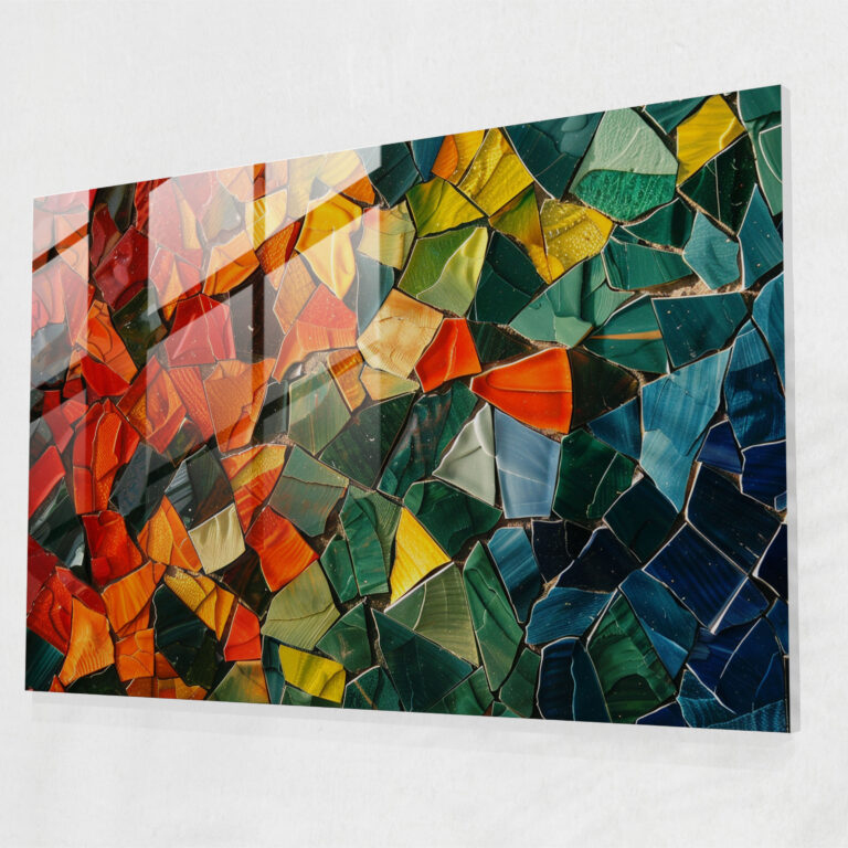 Jewel Tones Glass Wall Art - Mosaic Design - Abstract Art, Abstract Art, Glass Wall Art, Glass Art