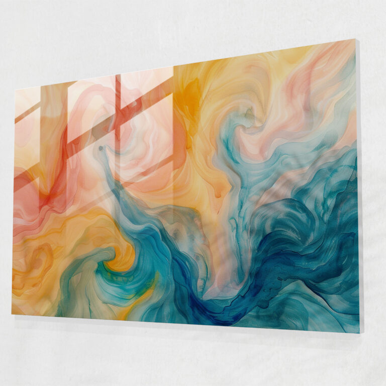 Watercolor Abstract Glass Wall Art - Dreamy Swirls - Abstract Art, Abstract Art, Wall Decoration, Glass Wall Art