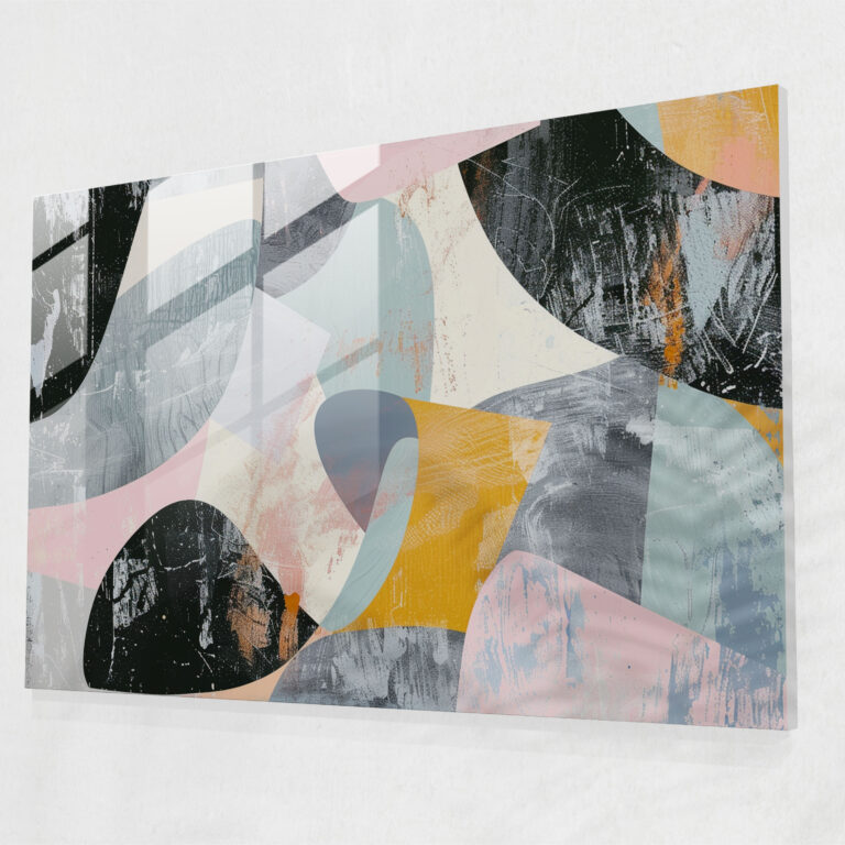 Pastel Shapes Glass Print - Abstract Collage - Abstract Art, Abstract Art, Modern Art, Glass Print