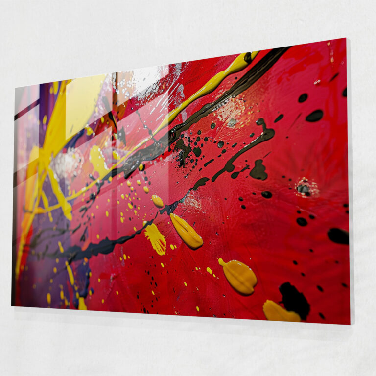 Energetic Color Splatter Glass Wall Art - Abstract Art, Color Splatter, Energetic Composition, Abstract Art