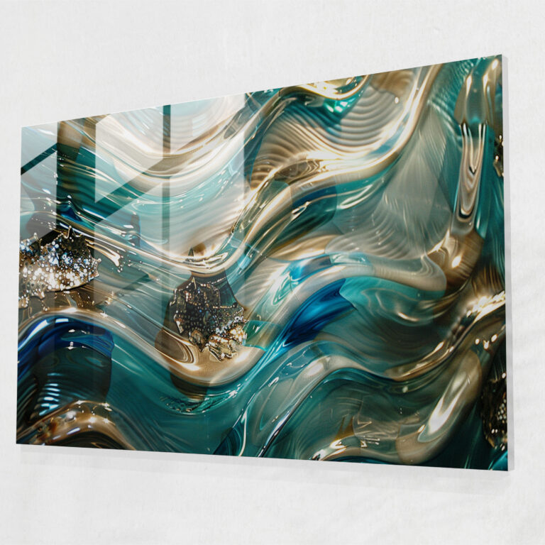 Metallic Fluid Glass Art - Abstract Art, Modern Art, Home Decoration, Fluid Movement