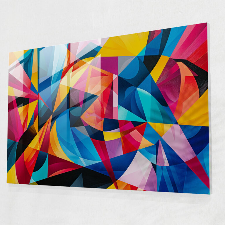 Abstract Art Glass Print - Abstract Art, Home Decoration, Geometric Shapes, Glass Print