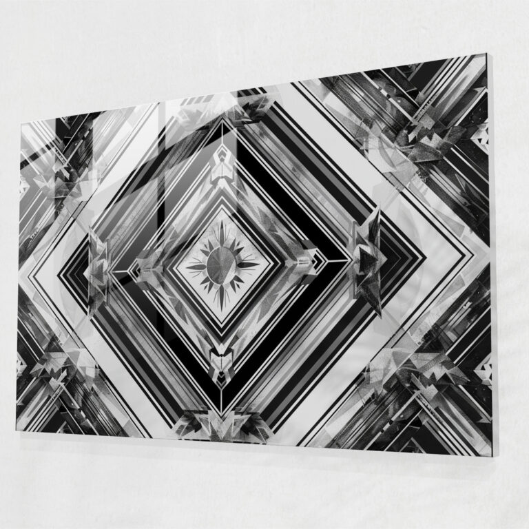 Symmetrical Patterns Glass Wall Art - Abstract Art, Abstract Art, Monochromatic Tones, Glass Wall Art