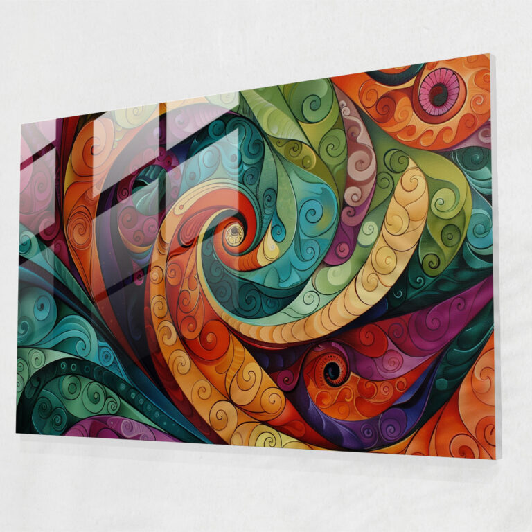 Swirling Patterns Glass Print - Abstract Art, Modern Art, Jewel Tones, Abstract Art