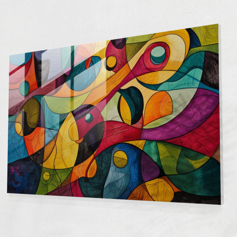 Whimsical Abstract Glass Wall Art - Abstract Art, Modern Art, Home Decoration, Glass Print