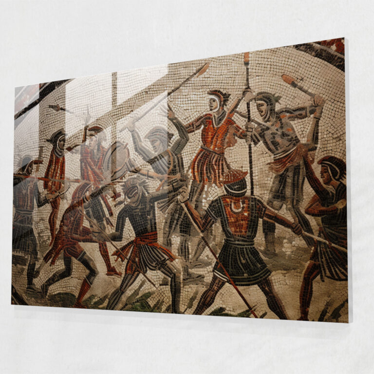 Roman Weapons Glass Print - Ancient Weapons, Wall Decoration, Nets, Glass Art