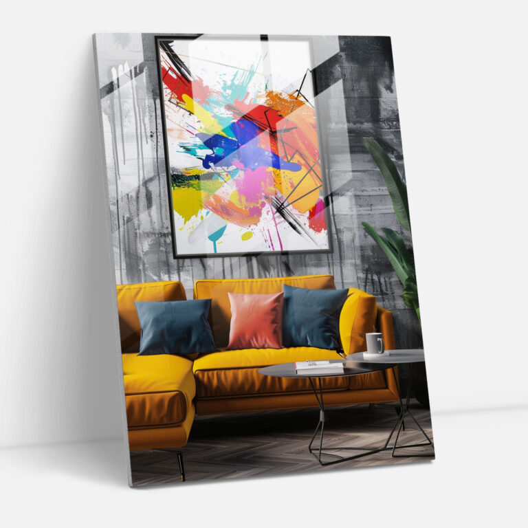 Action Painting Glass Print - Vibrant Abstract Shapes And Splatters - Action Painting, Modern Art, Action Painting, Glass Wall Art