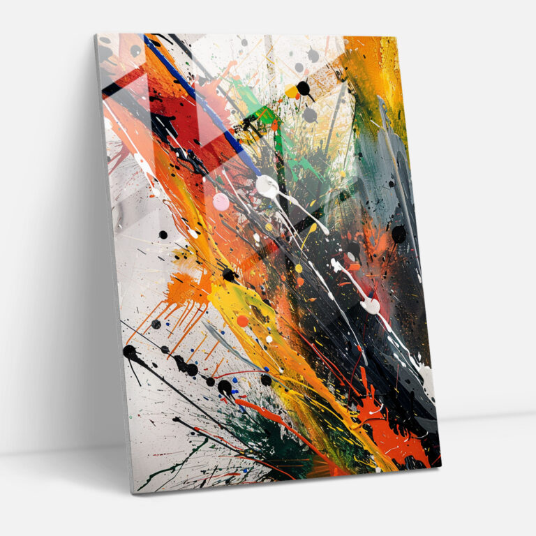 Action Painting Home Decoration - Expressive Splashes And Drips - Action Painting, Action Painting, Glass Print, Home Decoration