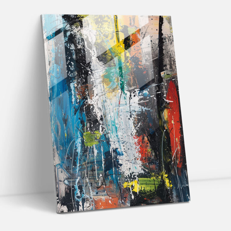 Abstract Forms Glass Wall Art - Action Painting, Glass Wall Art, Action Painting, Modern Art